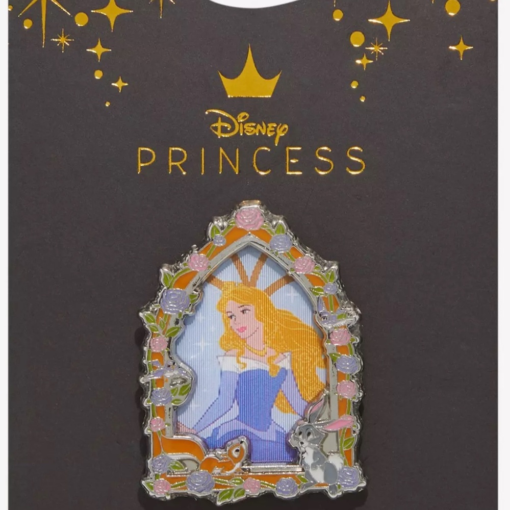 Disney Sleeping Beauty Floral Frame Lenticular Enamel Pin - Picture 3 of 5